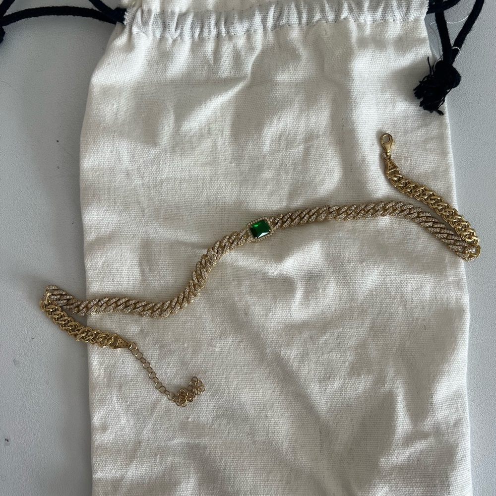 Adina Eden Gold Choker with Green Accent